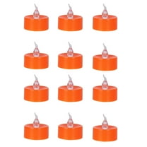 Kyusrd 12 Pack Orange Tea Lights Candles,Flickering Warm Yellow Flameless LED Tealights,Long Lasting Battery Operated Fake Candles,Decoration for Wedding,Halloween and Christmas (Orange)