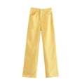 thumbnail image 4 of uublik Womens Jeans Cargo Jeans Casual High Waist Baggy Denim Cargo Pants with Pockets, Yellow, 4 of 5