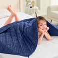 thumbnail image 5 of Teler Weighted Blanket for Adults（60 x 80，15lbs） Cooling Weighted Heavy Blanket,Blue, 5 of 7