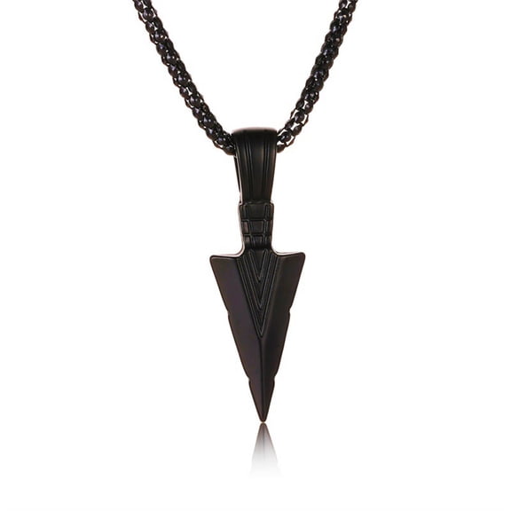 DESIGNICE Pendant Necklace,Vintage Arrowhead Design Pendant Necklace for Women,Symbolizes Power Necklaces for Men,Metallic Finish Womens Necklaces,Black