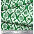 thumbnail image 2 of Soimoi Green polyester Crepe Fabric Floral Damask Printed Fabric 1 Yard 52 Inch Wide, 2 of 3