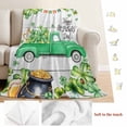thumbnail image 5 of St. Patrick's Day Blanket Soft Cozy Warm Throw Blanket for Couch, Plush Fuzzy Flannel Fleece Blankets for Sofa, Green Truck Lucky Shamrocks Rustic Wooden Bed Blankets Gifts for Men, 40"x50", 5 of 9