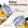thumbnail image 4 of Sunflower 20oz Stainless Steel Tumbler with Handle and Straw – Insulated Travel Cup with Sliding Lid, 360° Full Wrap Printed Mug for Home, Outdoor & Sports Use, Foral, 4 of 6