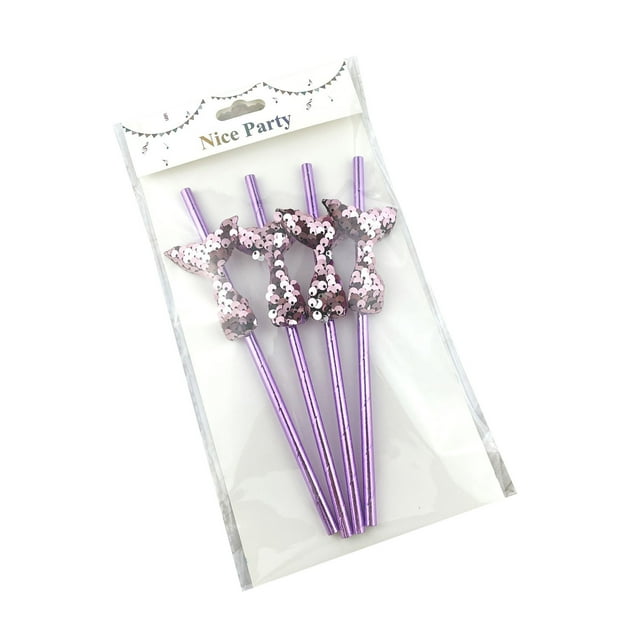 Disposable Straw, Party Sequins, Fish Scales, Color Three-Dimensional Fish Tail, Decorative Paper Straw Smoothie Straws Disposable