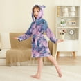 thumbnail image 2 of FORMRS Niños Bathrobe Unisex Hooded Robe Soft Plush Pajamas Sleepwear, Size 2-3T, Watercolor Pink Marble Pattern, 2 of 7