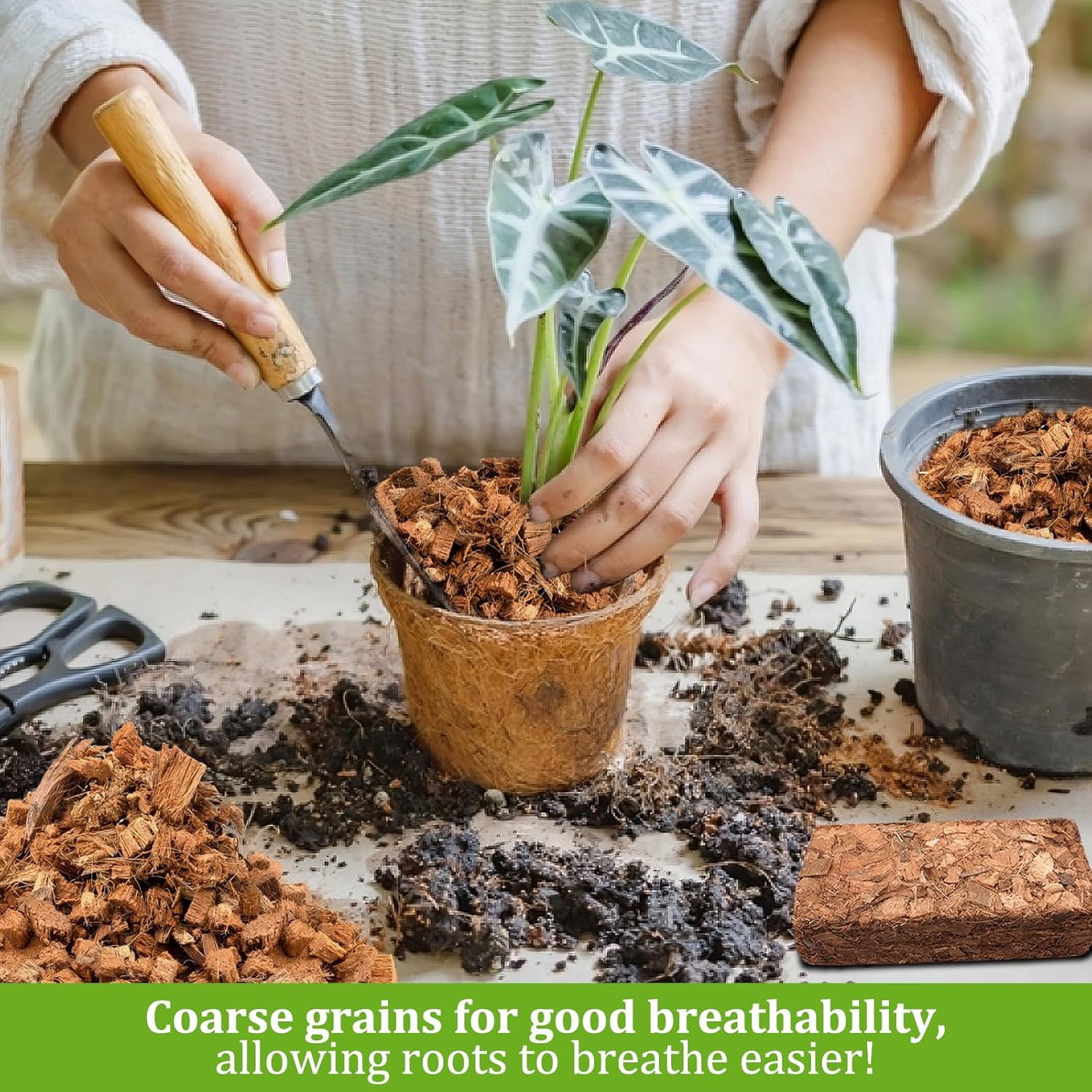 8 Pack Coco Chips Substrate for Plants- 8.8lb 100% Organic Coconut Husk Brick with Low EC and pH Balanced, High Expansion Coconut Substrate Coco Husk Mulch for Garden Flowers, Herbs, Planting