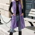 thumbnail image 2 of Women Long Vest Sleeveless Jackets Outerwear Solid Color Lightweight Casual Winter Corduroy Jacket Vest with Pockets for Business Work Women Clothing, 2 of 10