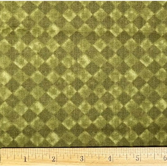 1 Fat Quarter - Dark Green Check Karen Cruden Cotton Fabric - 21" X 18"
