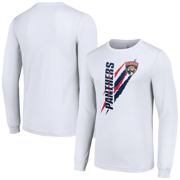 Men's Starter White Florida Panthers Color Scratch Long-Sleeve T-Shirt