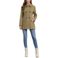 thumbnail image 2 of Women's Long Sleeves Peacoat Double Breasted Button Outerwear Winter Coat L Coffee, 2 of 6