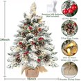 thumbnail image 2 of Arbre de Noël Floqué de 24 Pouces avec 50 Lumières, Arbre de Noël de Table à Piles Lumières Chaudes 42 Baies Rouges 7 Pommes de Pin Base en Toile de Jute Petit Arbre de Noël Décoration de Noël Intérieur Maison Table, 2 of 5