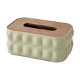 thumbnail image 2 of Yhmxh Textured Rectangular Tissue Box Cover with Wood Lid, Minimalist Napkin Holder Tissue Storage Organizer, Decorative Resin Facial Tissue Dispenser for Bedroom Living Room Kitchen Office Table, 2 of 6