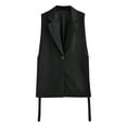 thumbnail image 2 of OKBOP Blazer Jackets for Women,Women Suit Vest Coat Split Bandage Winter Sleeveless Trun-down Collar Solid Outerwear, 2 of 3