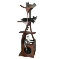 The Refined Feline Lotus Cat Tower, Mahogany