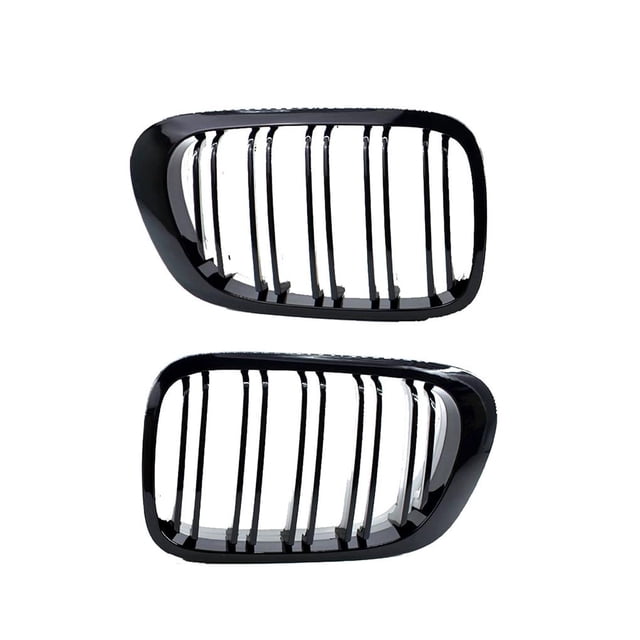 Riwesomey Rejillas negras de doble listón para coche, 2 uds., rejilla de riñón negra brillante, reemplazo de rejilla de parachoques delantero para Vehículos, repuestos y accesorios Mis