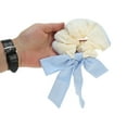 thumbnail image 2 of Unique Bargains 1 Pc Scrunchie Fashion Striped Bow Hair Elastics Beige Blue, 2 of 5