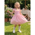 thumbnail image 6 of BemeyourBBs Toddler Baby Girl Pink Gingham Plaid Dress Little Baby Girl Summer Smocked Dress 12 18 24 Months 2 3 4 5 Years Bow Flutter Sleeve Plaid Checkered Casual Beach Holiday Dress, 6 of 8