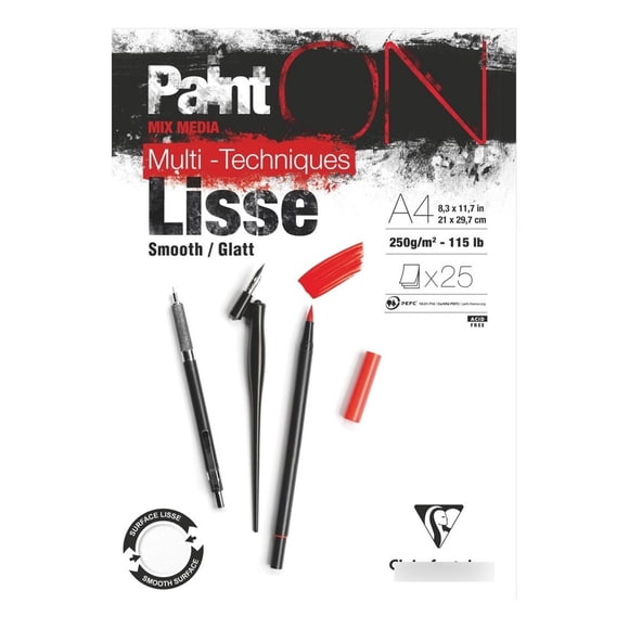 Papel Para Pintura Mix Media A4 25 Hojas Clairefontaine blanco