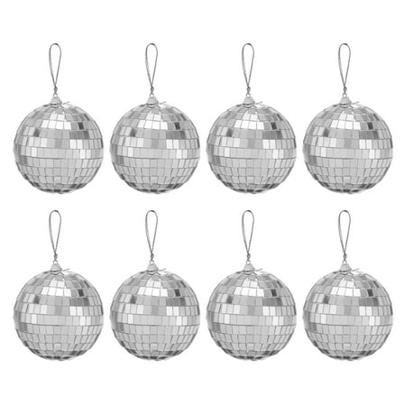 Uxcell 16Pcs Mirror Ball, 2 inch Disco Balls with Hanging Ring for Party, Silver
