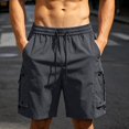 thumbnail image 2 of IhhxPro Men's Outdoor Cargo Shorts with Elastic Waist and Multi-Pockets Men Work Casual Hiking Cotton Relaxed Fit Summer M-2XL, 2 of 9