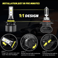thumbnail image 4 of LECCIBUB LED Headlight Bulbs Compatible With Chevrolet Colorado 2015-2022,9005 + H11 High Low Beam + H16 LED Fog Light Bulb,6500K White,Plug and Play,Pack of 6, 4 of 8
