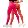 thumbnail image 2 of 2 Pcs Cellulite Leggings for Women Solid Color Pants, 3D Anti Cellulite Leggings for Women, High Waist Push-Up Sculpting Yoga Pants, 2026 New Seamless Scrunch Butt Lift Yoga Orange XL, 2 of 3