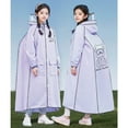 thumbnail image 3 of Gelikeya Kids Rain Poncho Hooded Raincoat Boys Girls 10-16 Years Cartoon Bear Waterproof Reusable Outdoor Rain Wear (Light Purple, 14-16 Years), 3 of 4