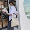 thumbnail image 2 of Bandolera de paja de playa Bambú Cubo de mano Bolsos de mano para mujer (Blanco) Tmvgtek Oficina Multiescena Multifunción, 2 of 9