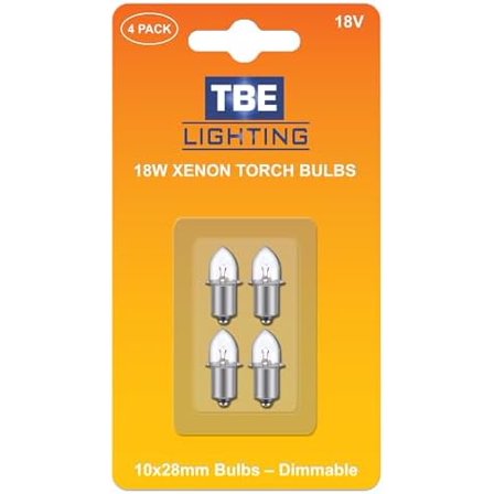 Replacement 18V Xenon Flashlight Bulbs, Pack of 4 Energy Flashlight Bulbs Compatible with 18 Volt ONE  Cordless Work Lights/Porter Cable PC180FL PCL180L and 18v Flashlights$$TOOLS