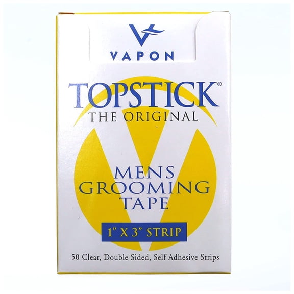Vapon Topstick - Grooming Tape - 50 Count 1" x 3" Double Sided, Clear