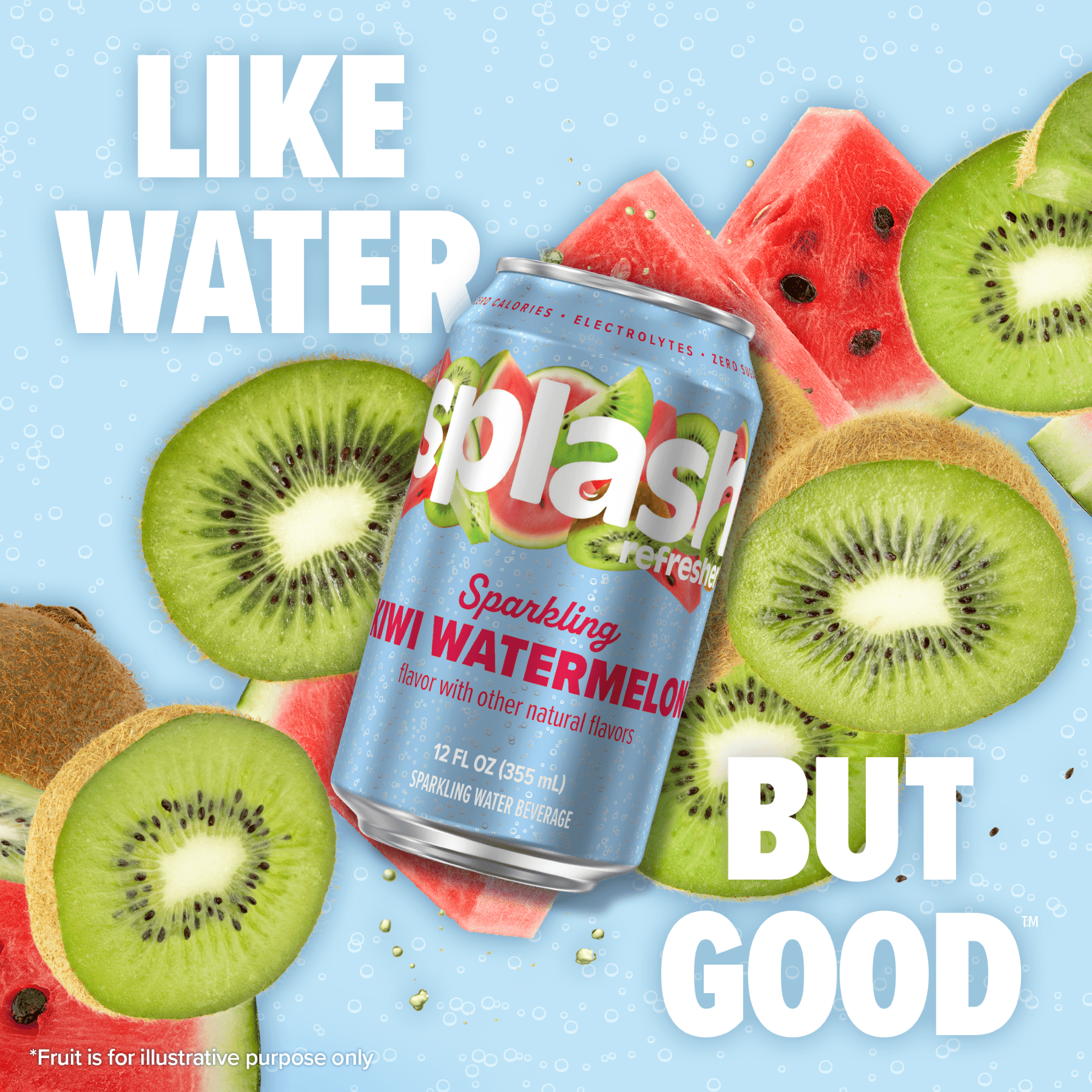 Splash Kiwi Watermelon Sparkling Water, 12 fl oz, 8 Cans - 3 pack