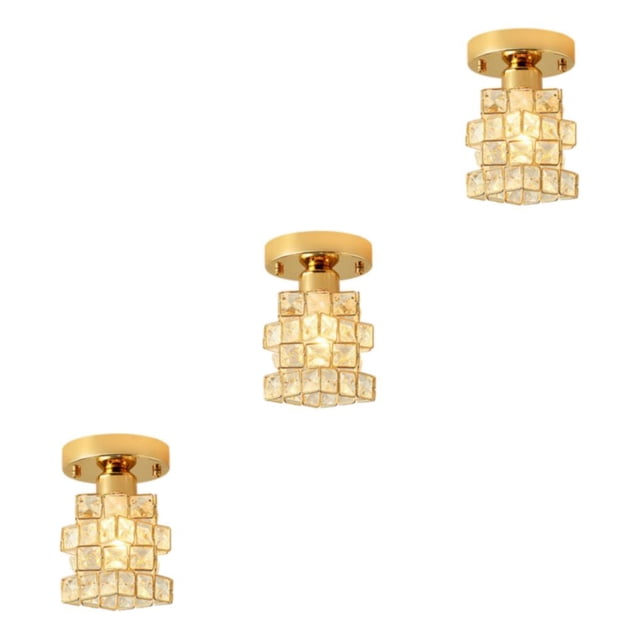 Bewildely Modern Crystal Ceiling Light Flush for Aisle Hallway Entryway Type1