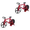 thumbnail image 2 of Billuyoard Cuchillos para cortar Pizza en bicicleta, cuchillo para cortar Pizza con forma de bicicleta de ruedas antiadherente con soporte, herramienta rojo 2piezas Billuyoard CBP133563, 2 of 5