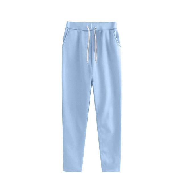 Ohufall Casual Plus Size Pants for Womens Solid Elastic Waist Drawstring Full Length Stretch Trousers Straight Leg Comfy Pockets Casual Pants Slacks, S-4XL