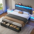 thumbnail image 6 of Fluest Queen Bed Frame with 2-Tier Storage Headboard, USB Port and LED Light, 2 Storage Drawers, Gray, 6 of 7