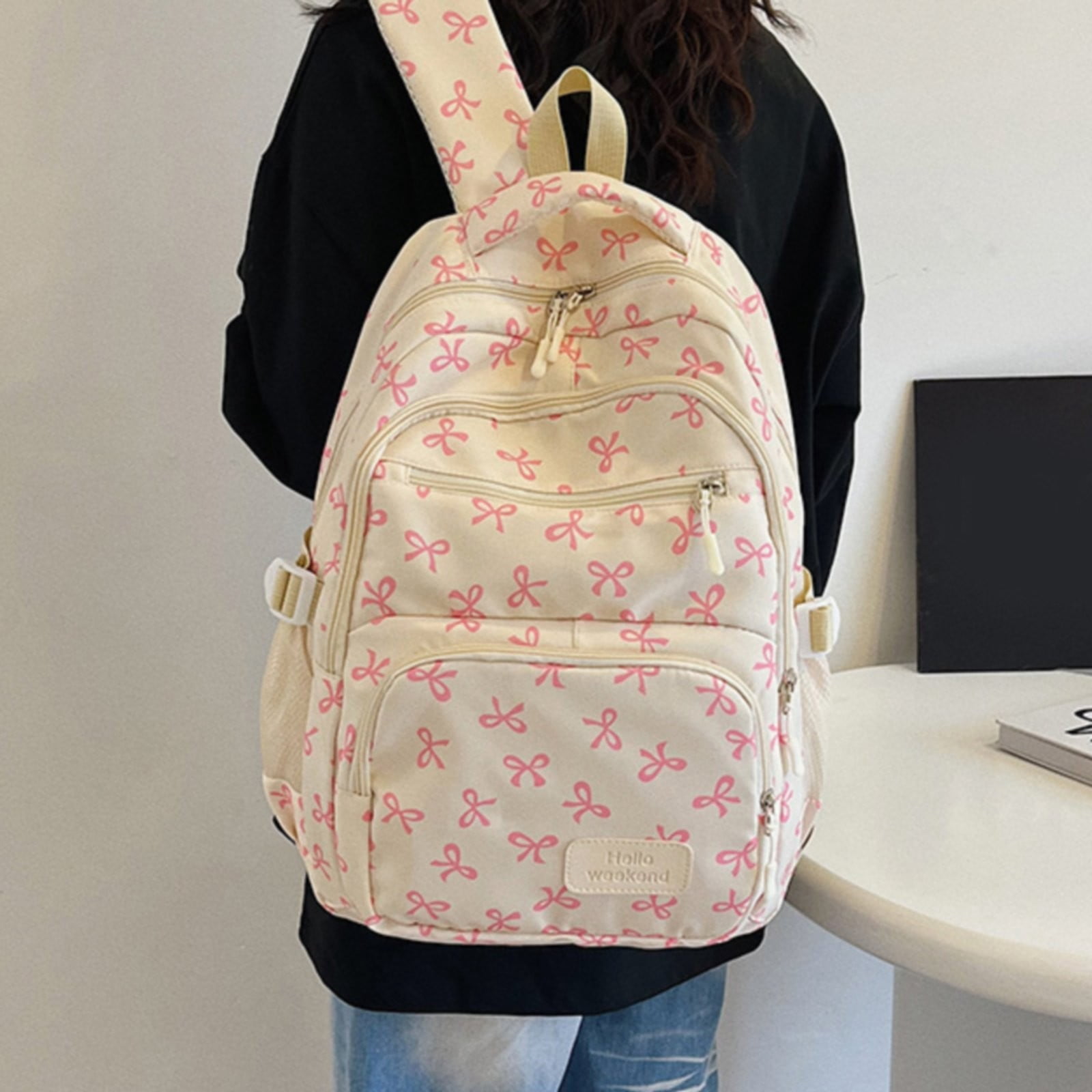 Kawaii Ita Backpack Set 3pc Cute Daypack with Lunch Bag Nylon Casual Anime Ita Backpack With Clear Display Pocket, Kawaii Style  main image 2