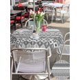 thumbnail image 5 of Outdoor Tablecloth with Umbrella Hole for Patio/Picnic/Party/Camping, Grey White Boho Waterproof Table Cloth Round Cover Washable, Vintage Ethnic Tribe Abstract Art (Dia 54"), 5 of 8