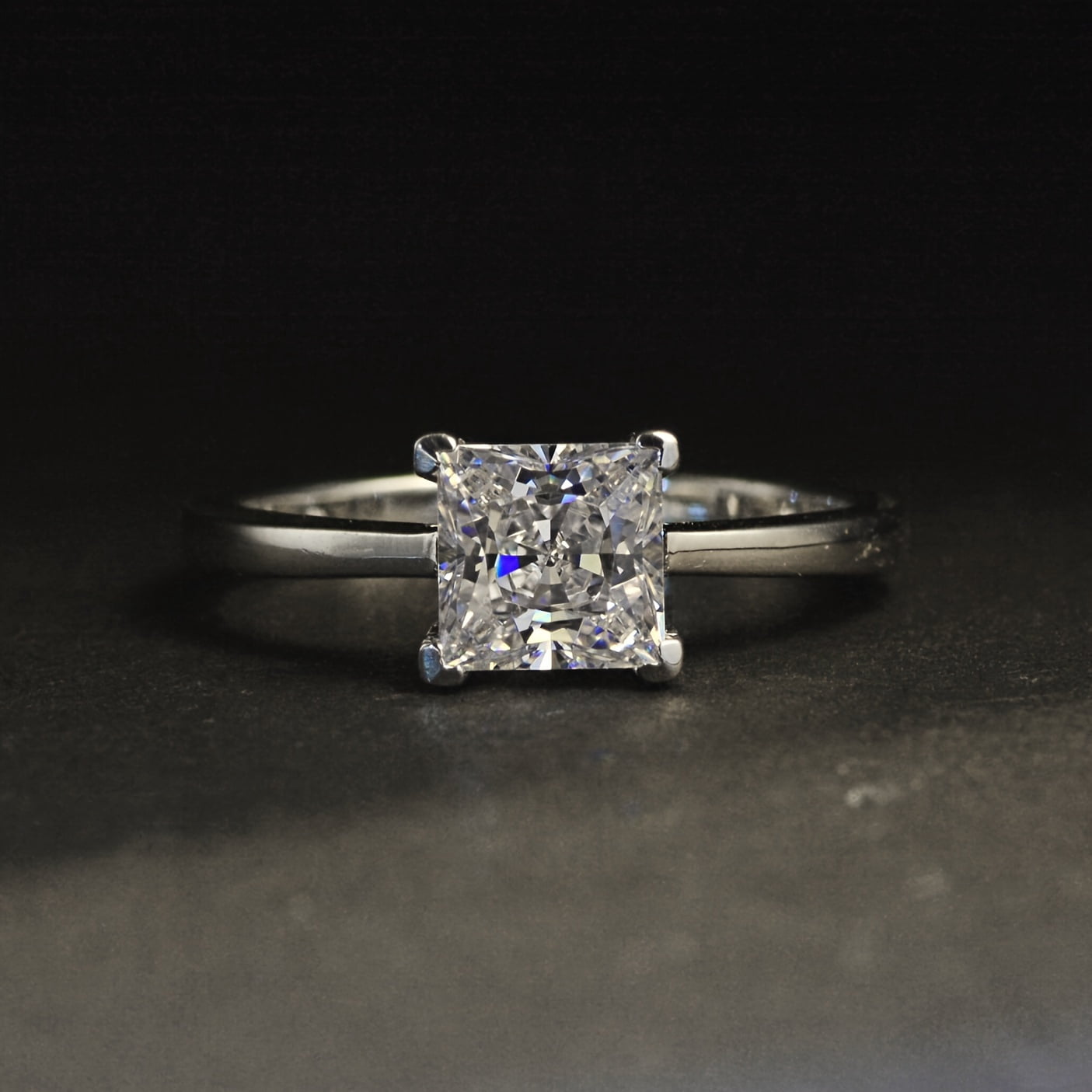 1 Carat Classic Princess Cut Moissanite Ring for Women, Engagement Wedding Jewelry