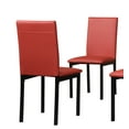 thumbnail image 3 of Noyes Red Faux Leather Dining Chairs (Set of 4) - Metal Frame, 17.5"W x 21.5"D x 36"H, Minimalist Style for Dining Room & Breakfast Nook, 3 of 4