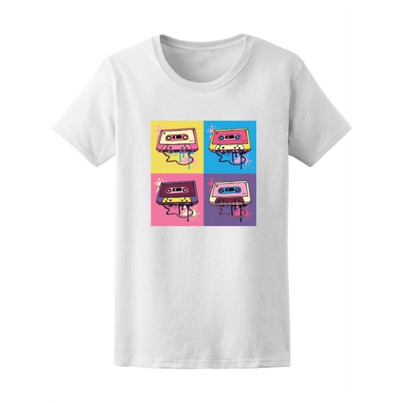 Pop Art Audio Cassette On Color Tee Women's -Image by Shutterstock
