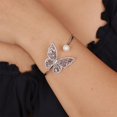 thumbnail image 2 of Crystal Butterfly Pearl Bracelet Butterfly Bangle for Women, 2 of 10