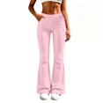 thumbnail image 3 of JIAYUE Women Pants Baggy Mid Rise Flare Leg Side Pockets Solid Color Long Trousers for Outdoor Workout, 3 of 5