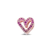 Pandora Sparkling Ruby Red & Pink Freehand Heart Charm