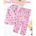 thumbnail image 7 of Girls Pajamas Silk PJS Set Satin Sleepwear Long Sleeve Jammies for Kids Button-Down Nightwear Loungewear 3-16 Years, 7 of 7