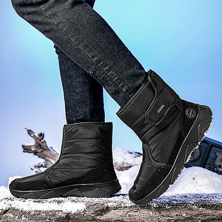 

QISIWOLE Warm Snow Boots Men s Lamb Wool Lining Cotton Boots Rubber Outsole High-top Northeast Cotton Shoes clearance under 10 !