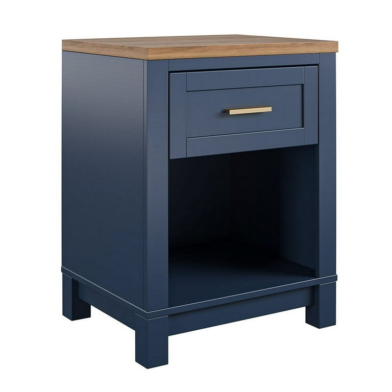 Ameriwood Home Armada Nightstand in Navy with Walnut top - Walmart.com