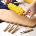 thumbnail image 2 of Gshy Barbacoa Tenedor Madera Acero Inoxidable Carne Fruta Tenedores Mango Maíz Titular Asar Palos Tenedores Herramienta de cocina para Camping BBQ Picnic 10pcs, 2 of 5