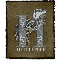 Harry Potter Blanket, 50"x60" Line Style Hufflepuff Woven Tapestry Cotton Blend Fringed Throw Blanket