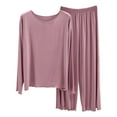 thumbnail image 2 of GZWYHT Sets for Women Lounge Sets for Women Homewear Set Of Autumn Thin Of Solid Color Long Sleeved Pajamas Women Casual Large Size Two Piece Set Two Piece Sets for Women Womens Pajama Sets Purple XL, 2 of 9