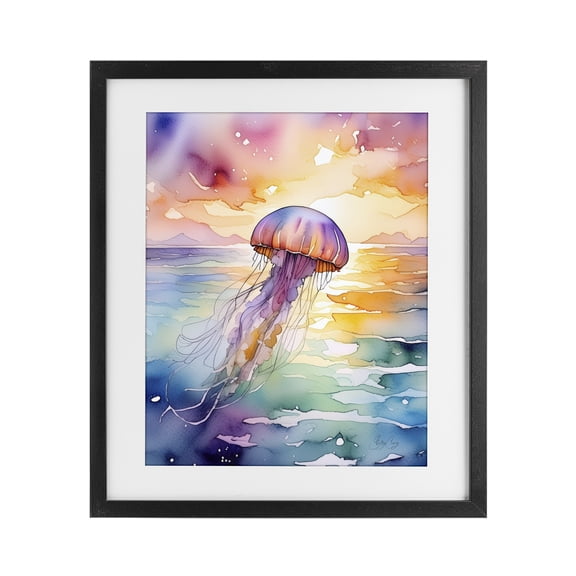 Stupell Industries Celestial Drift Jellyfish Black Framed Print Under Glass, design by Shelly Craig